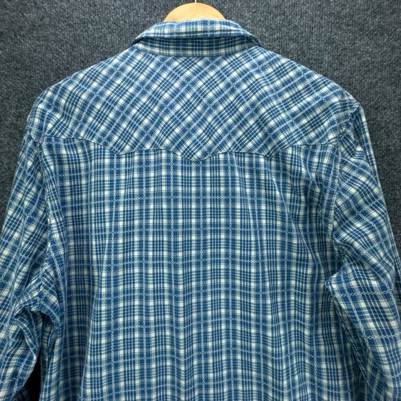 Ralph Lauren Denim & Supply Shirt Mens Extra Large Blue Pearl Snap Western Plaid - Picture 5 of 14